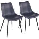 Durango Dining Chair in Vintage Blue Leatherette & Black Metal (Set of 2)